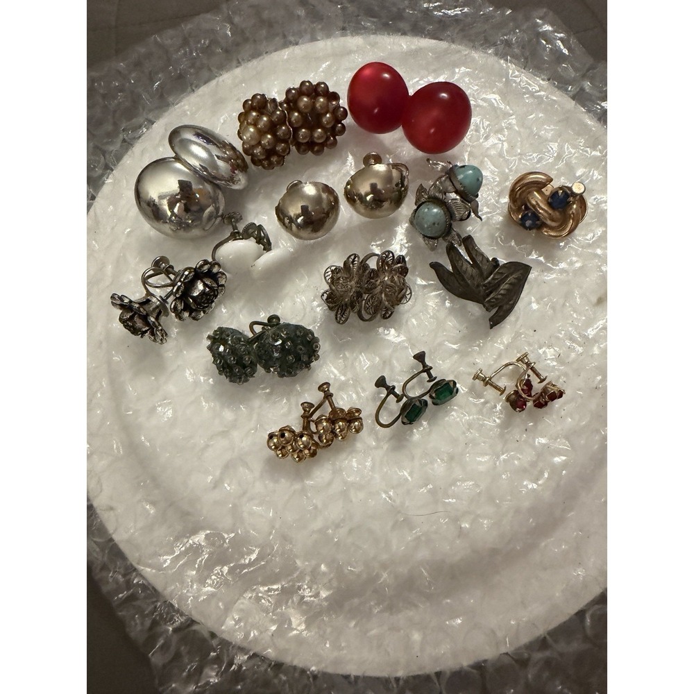 Vintage Screw Back Earrings Lot Of 14 Pairs